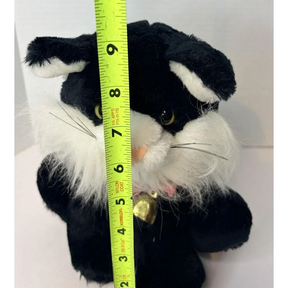 Vintage Radio Shack AM Radio Tuxedo Cat Plush Black White 1980s Retro Plush Toy